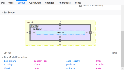 The Box Model Panel in Firefox DevTools