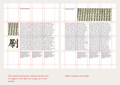 Each rectangle in this grid is a module. A modular grid is used when both vertical and horizontal space are of equal concern.