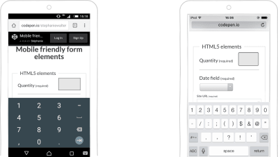 On the left, Android's keyboard, and on the right, the iOS keyboard with numbers.