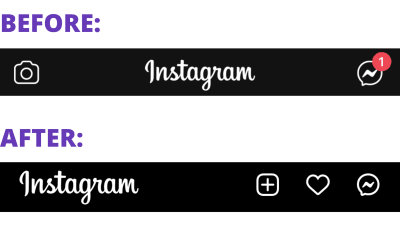 Instagram header design: the top is before November 2020 and the bottom is after November 2020