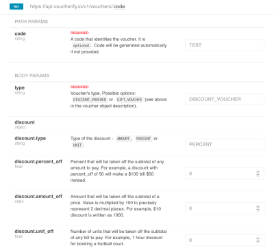 Voucherify API documentation excerpt