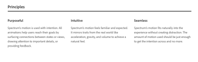 Spectrum's motion principles of purposeful, intuitive and seamless