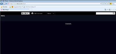 Screenshot of BBC iPlayer - just a black screen