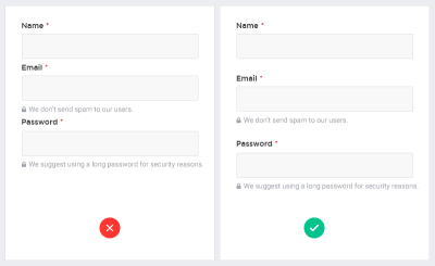 Visually grouped labels simplify the perception of a form