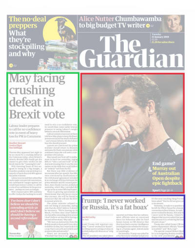 Modular layout in The Guardian newspaper