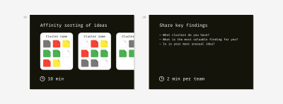 Samples of slides for conducting a brainstorming workshop employing SCAMPER method