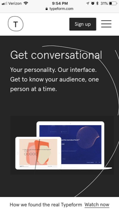 The Typeform home page