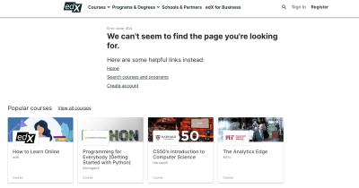 edX 404 page