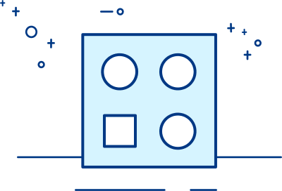 A sorting toy with three round holes and one square hole