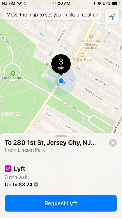 Large items catch the eye and appear more important than smaller ones. The “Request Lyft” button will capture user attention.