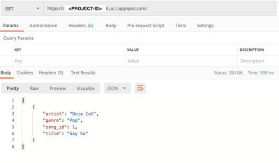 This image demonstrates a get request to our deployed app