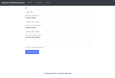 Angular Bootstrap Demo: Create contact page