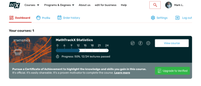 edX redesign: user profile with progress bar