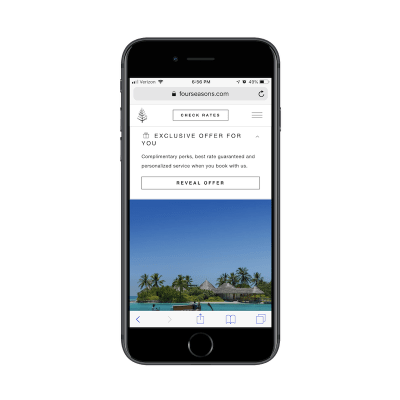 Interactive pop-up expands on mobile Four Seasons
