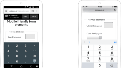 Android and iOS demo with input type=number, pattern and inputmode.