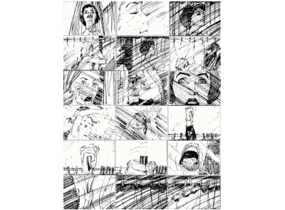 Storyboard sketches of the shower scene in the Alfred Hitchcock feature film ‘Psycho’