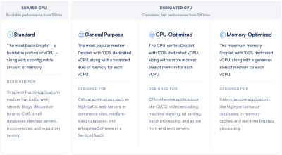 Digital Ocean vCPU droplets