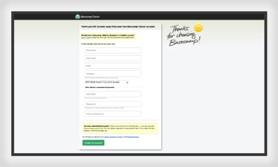 Interestingly, Basecamp web form also uses proximity to segment form details