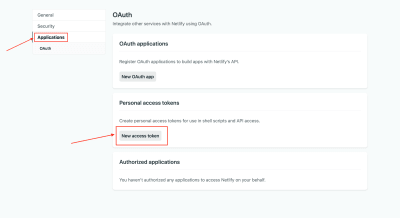 Screenshot showing where to create a personal access token