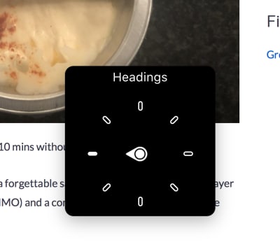screenshot of rota in VoiceOver, currently on 'Headings'