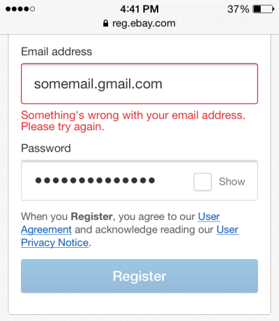 eBay uses inline validation.