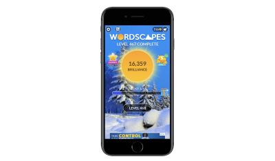 A cutoff banner ad in Wordscapes app