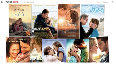 A Vanity Fair article shows off various covers from Nicholas Sparks movies