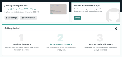 Netlify’s initial deployment screen