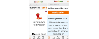 Sainsbury’s app on a smartphone