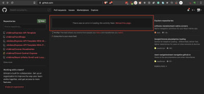 A view of an error message on Github, with something that looks like an error boundary.