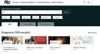 edX search page