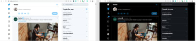 Twitter dark versus light mode