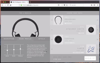 Aiaiai’s headphones configurator