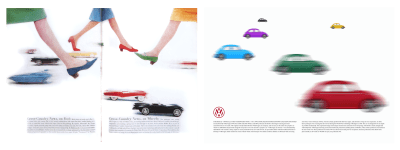 Left: Spread from Harper's Bazaar. Right: This design uses CSS Flexbox and Grid, and SVG filters.