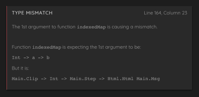 One of the more challenging compiler errors I had come across while learning Elm.