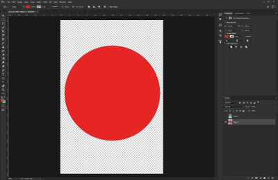 Red circle shape that's going to be used for a clipping mask