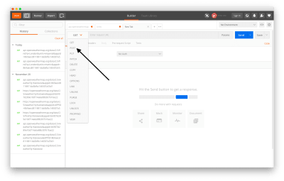 Postman - API methods selection