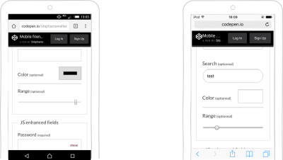 input type=range and input type=color on Android and iOS
