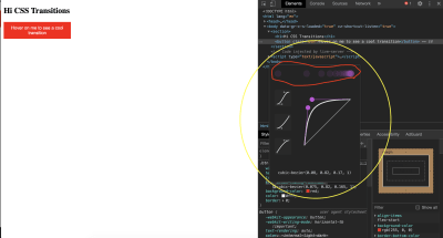 cubic bezier interface highlighted in yellow.