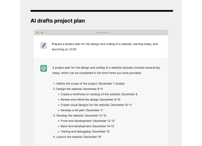 AI drafts project plan