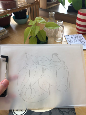 at home lino printing kit: the drawing
