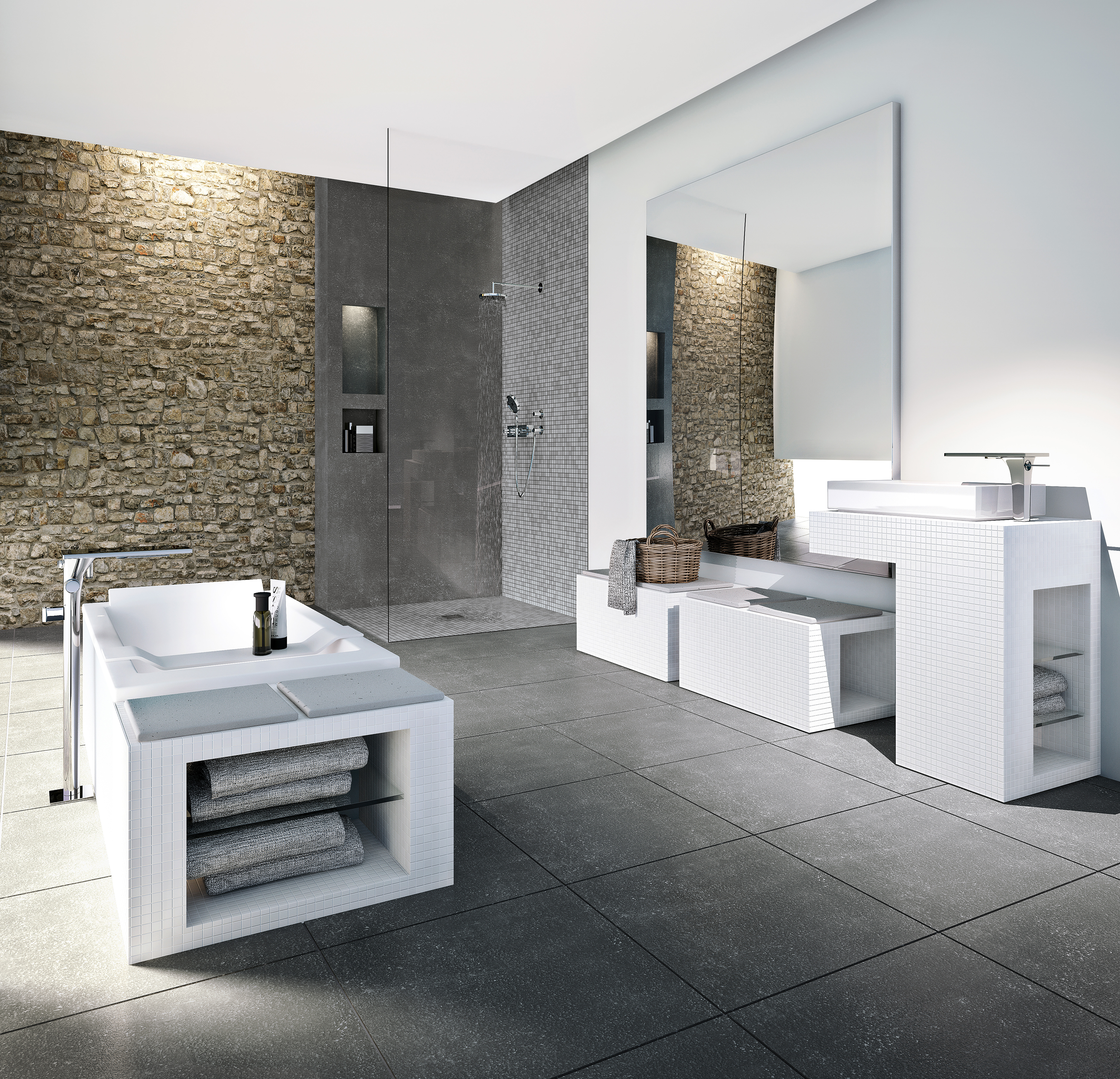 Bathroom seating tiles