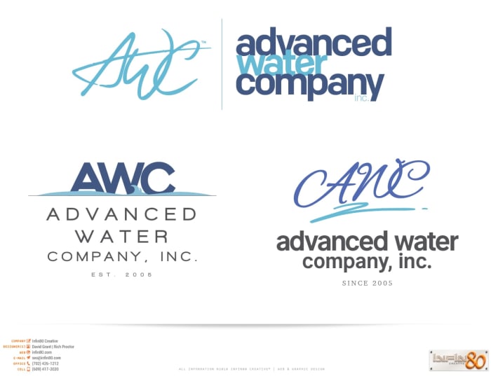 Corporate logo concepts designs for Advanced Water Company AWC