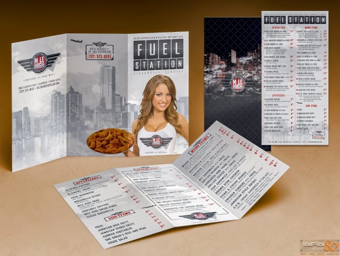 Takeout brochure, double sided menu, logo and brand design