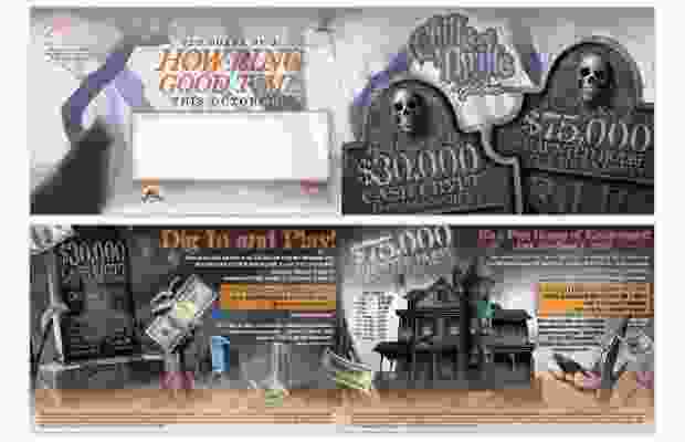 LVH Slot 9x6 trifold direct mail tournament landscape promo brochure invitation graphic design for Halloween