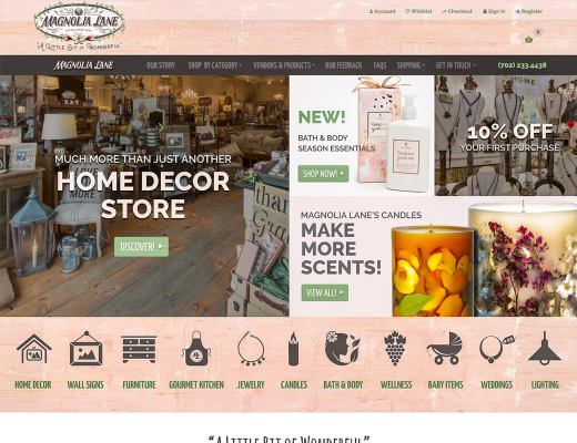 Ecommerce website design for Magnolia Lane Las Vegas