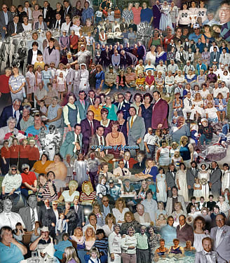 Family pictures made into large collage print for Mom life funeral service