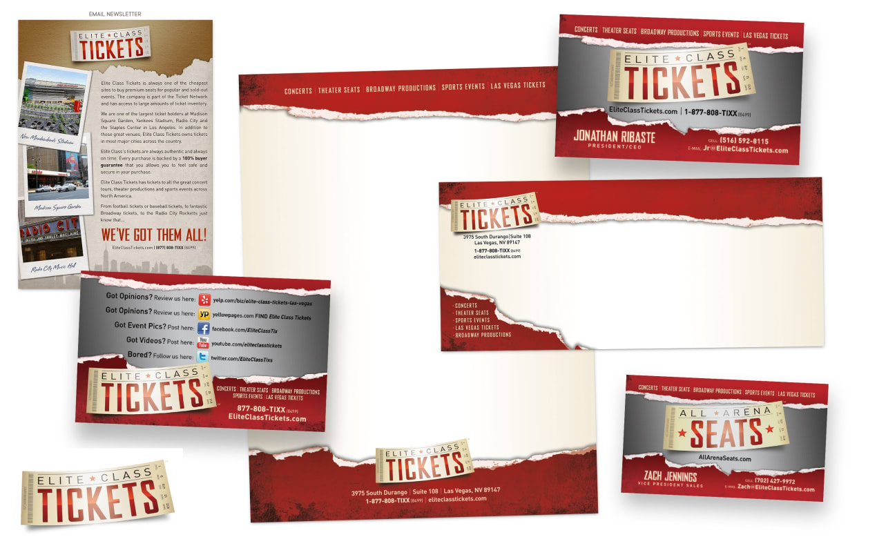 Custom logo, brand and corporate identity design for Las Vegas Elite Class Tickets