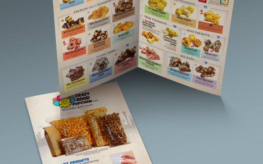 Specialty flavored popcorn school fundraising 9x12 bifold brochure sales sheet