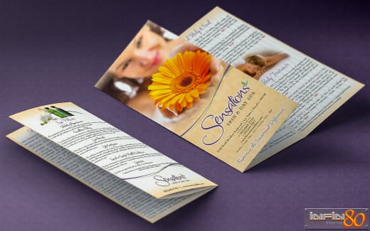 Custom trifold brochure created for Sensations Skin & Day Spa Las Vegas